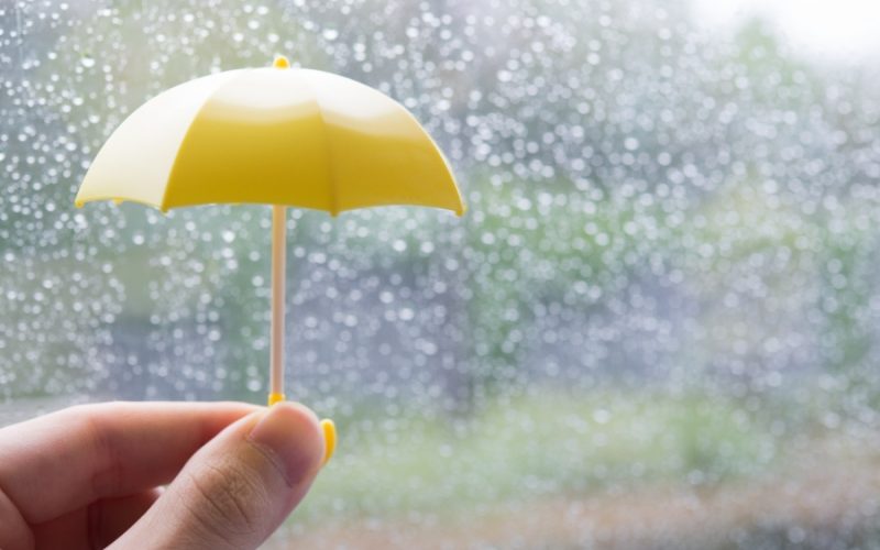 雨とミニチュアの傘